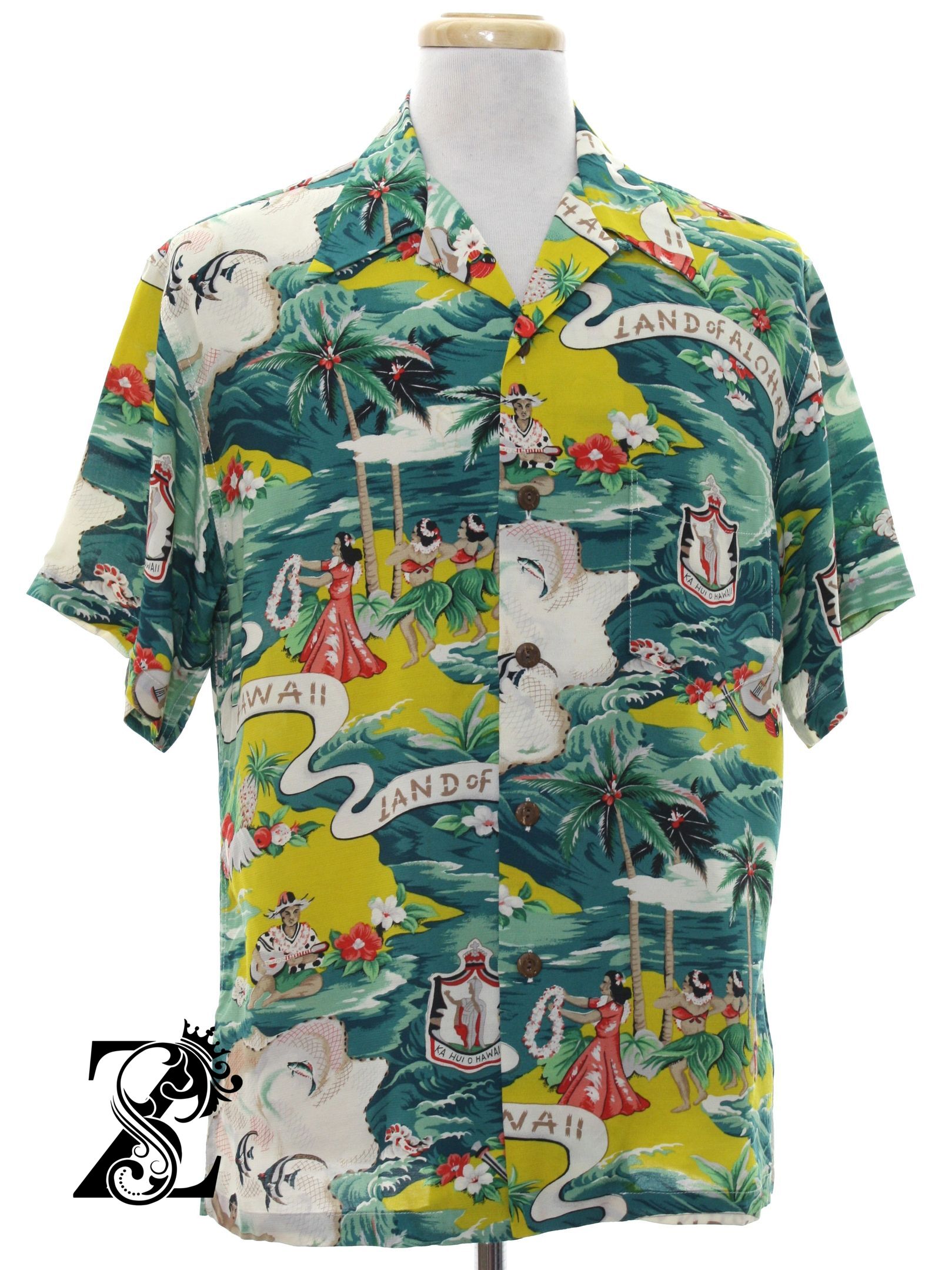 1940’S Kilauea Made In Hawaii Mens Reproduction 40S Style Hawaiian Shirt