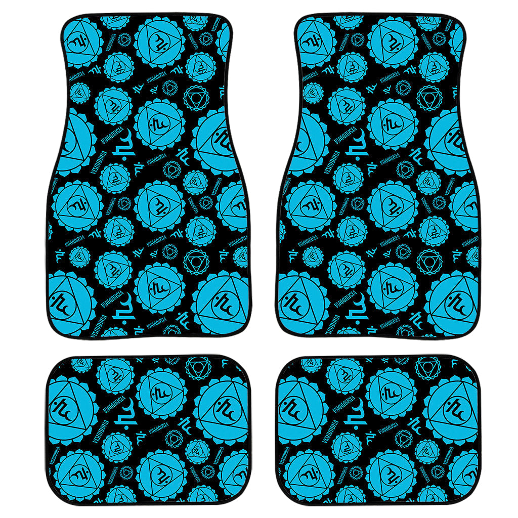 Vishuddha Chakra Pattern Print Front And Back Car Floor Mats, Front Car Mat