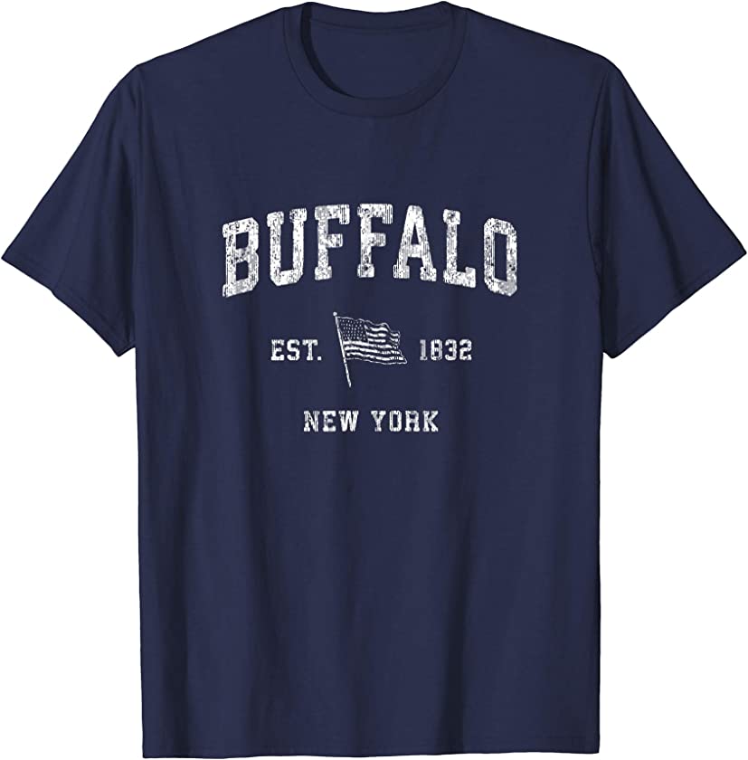 Buffalo New York NY T-Shirt Vintage US Flag Sports Tee