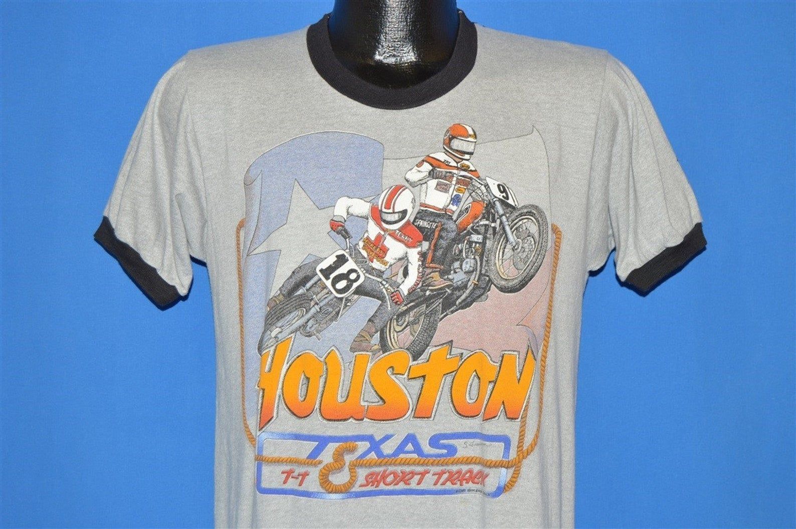 80S Harley Davidson Huston Texas Bartel’S Motorcycle Racing T-Shirt