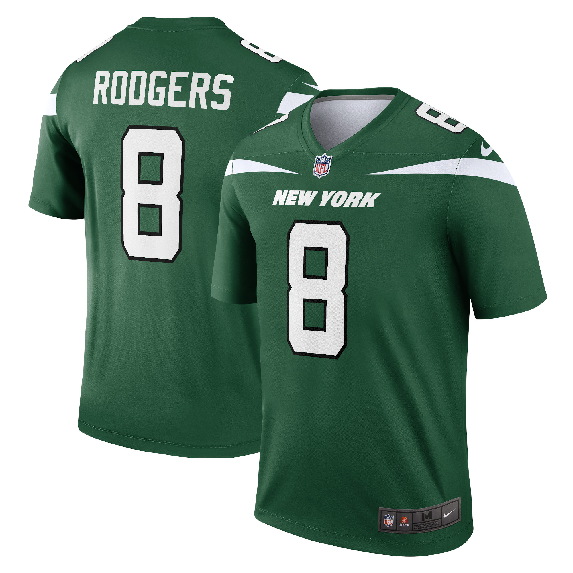 Men’s New York Jets Aaron Rodgers Gotham Green Legend Player Jersey