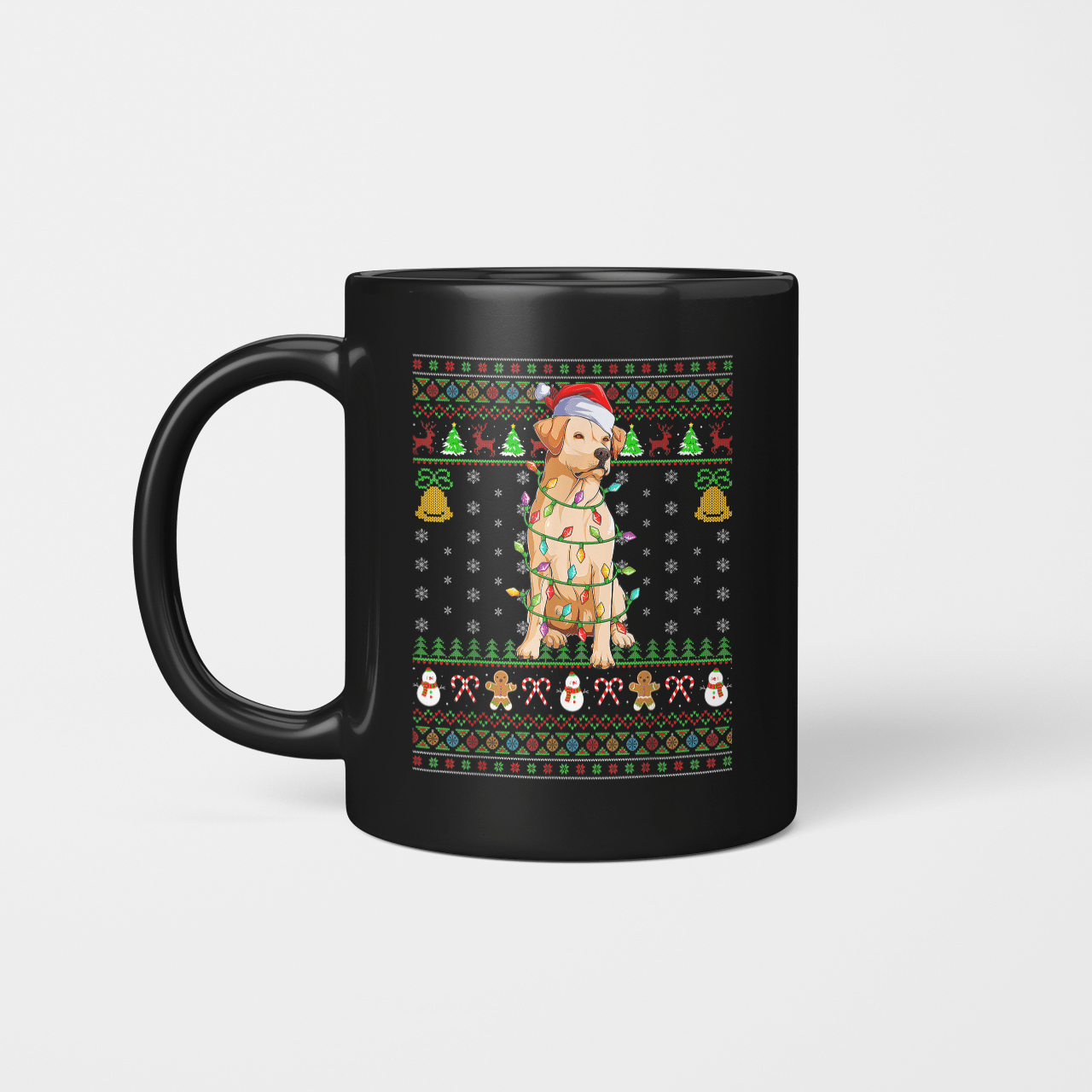 Xmas Lighting Santa Labrador Retriever Dog Ugly Christmas 11 Oz Black Coffee Mug – M7Mvwm