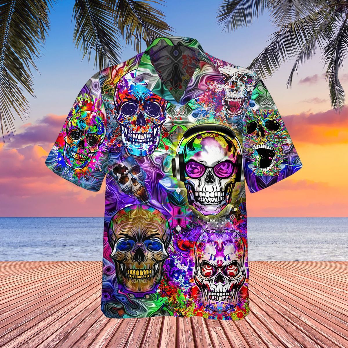 Skull Colorful Hawaii Shirt Hawaiian Shirt For Men, Hawaiian Shirt For Women, Aloha Shirt, Hawaii Shirt