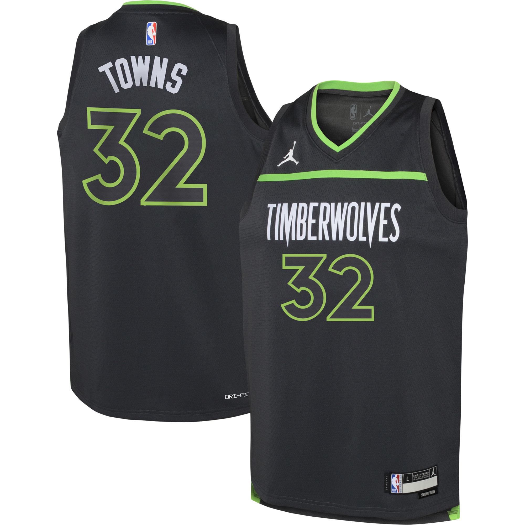 Youth Jordan Brand Karl-Anthony Towns Black Minnesota Timberwolves Swingman Jersey – Statement Edition