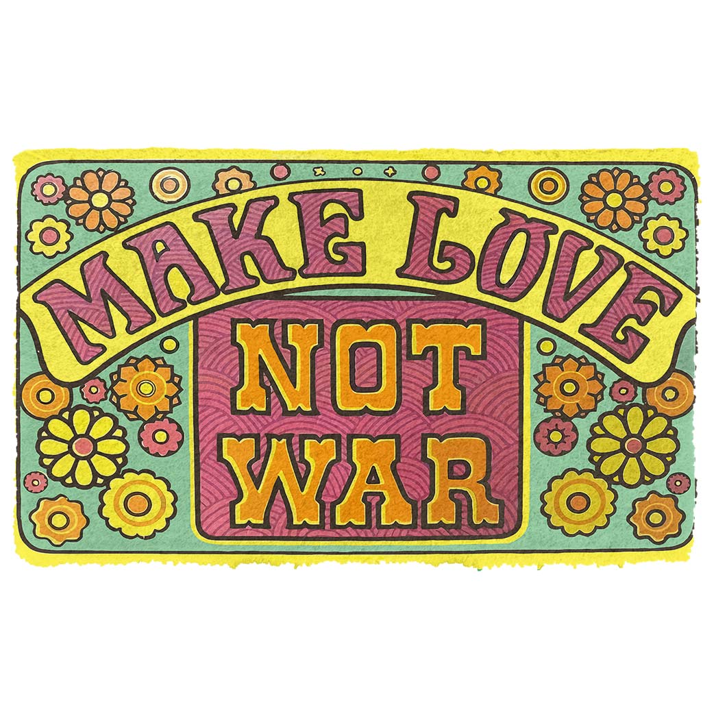 Gearhumans 3D Make Luv Not War Custom Doormat