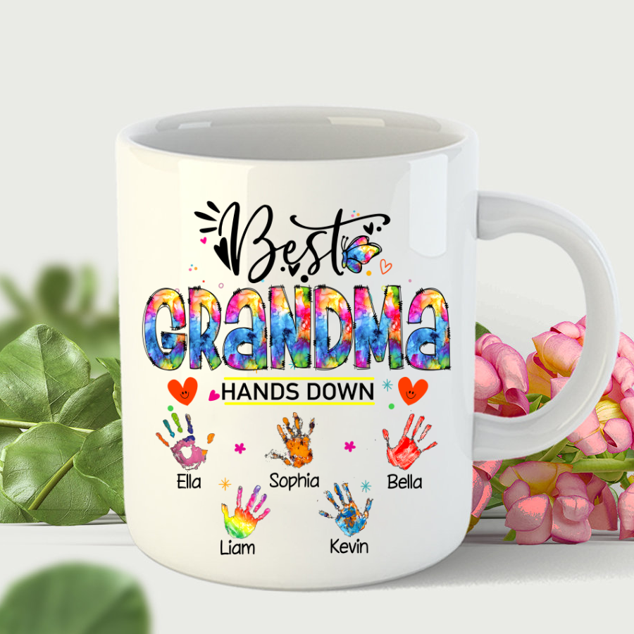 Best Grandma Hands Down Personalized Mug