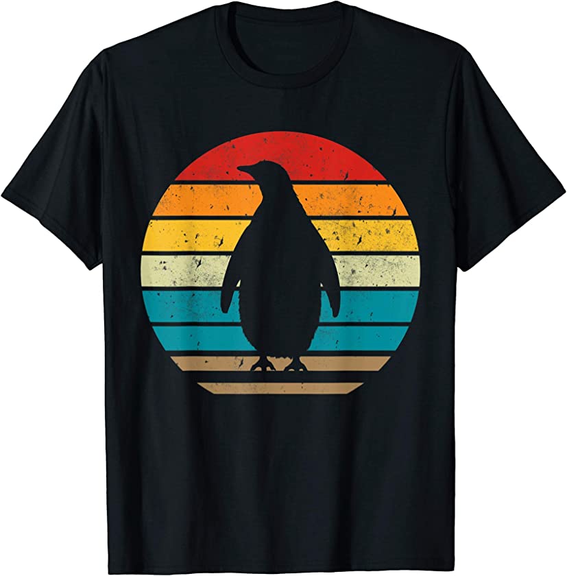 Vintage Retro Penguins Sunset 70s 80s 90s Penguins Party Gif T-Shirt