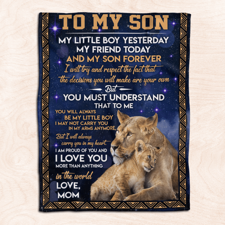 To My Son Lion Blanket Gift For Son From Mom Birthday Gift Home Decor Fleece Blanket, Blanket Sofa Bed, 3D Blanket