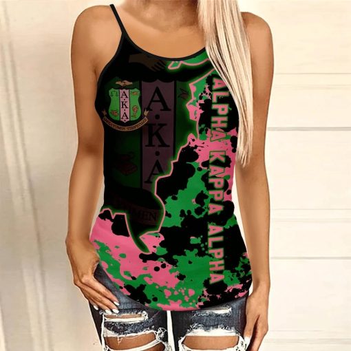 Alpha Kappa Alpha Camo Chad Style Criss-Cross Tank Top