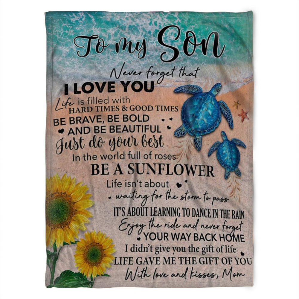 To My Son Blanket, Life Gave Me The Gift Of You With Love And Kisses, Gift For Son Family Home Decor Bedding Couch Sofa Soft And Comfy Cozy