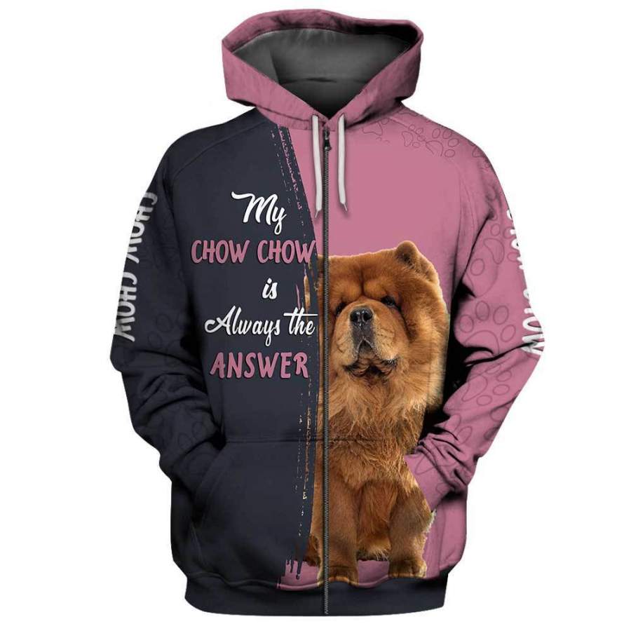 CHOW CHOW Answer 3D Full Printing Zip Hoodie