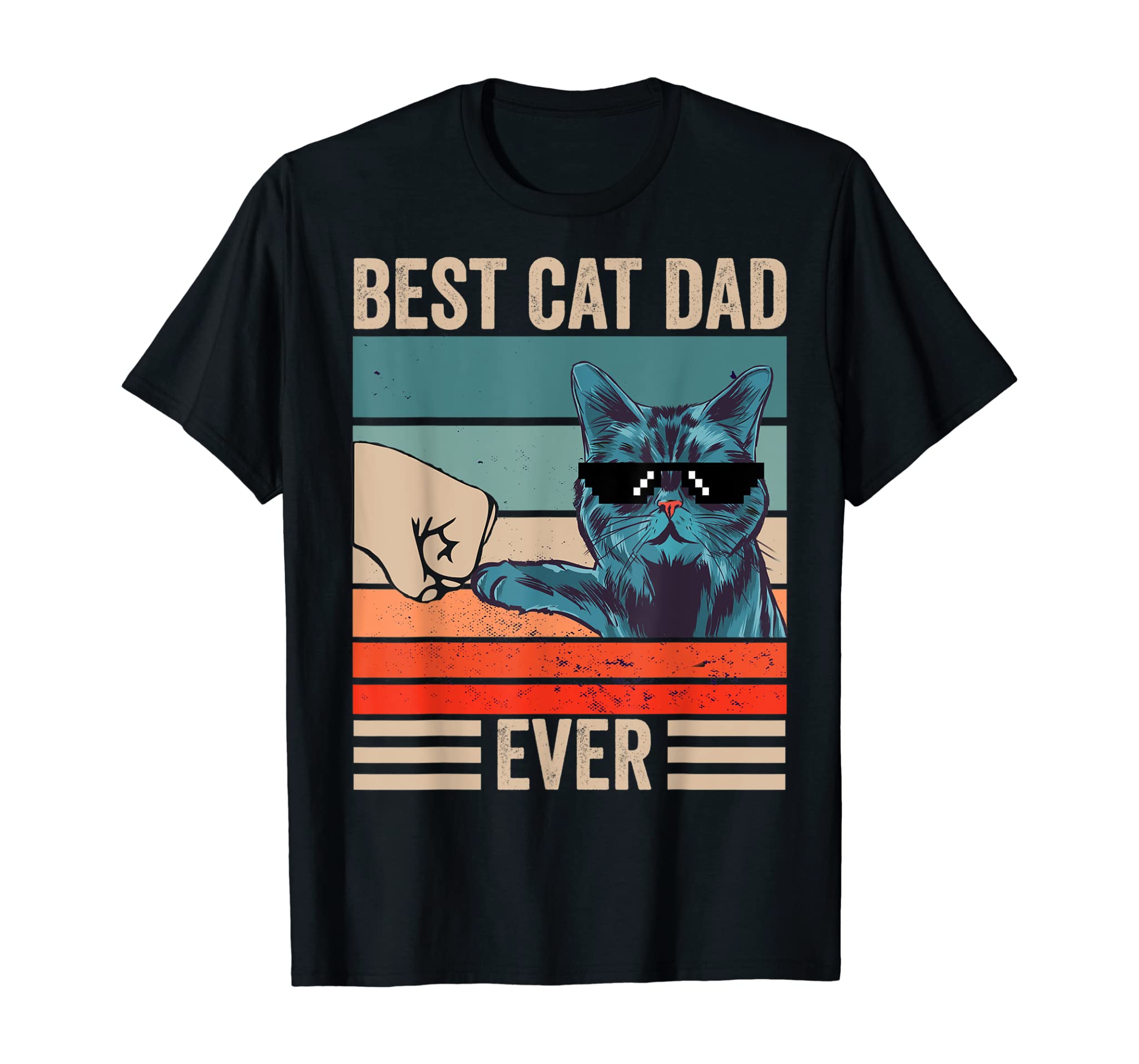 Vintage Best Cat Dad Ever Bump Fist father’s day Gifts T-Shirt