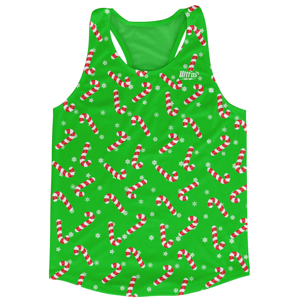 Candy Canes Line Running Tank Top Racerback Track and Cross Country Singlet Jersey