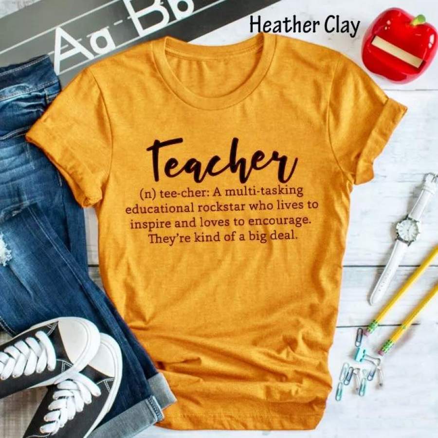 Women Yellow Clothes Tee Teacher Letter Slogan T-Shirt Tumblr Popular Aesthetic Tops Trendy Teacher Girl Gift Shirt Outfits