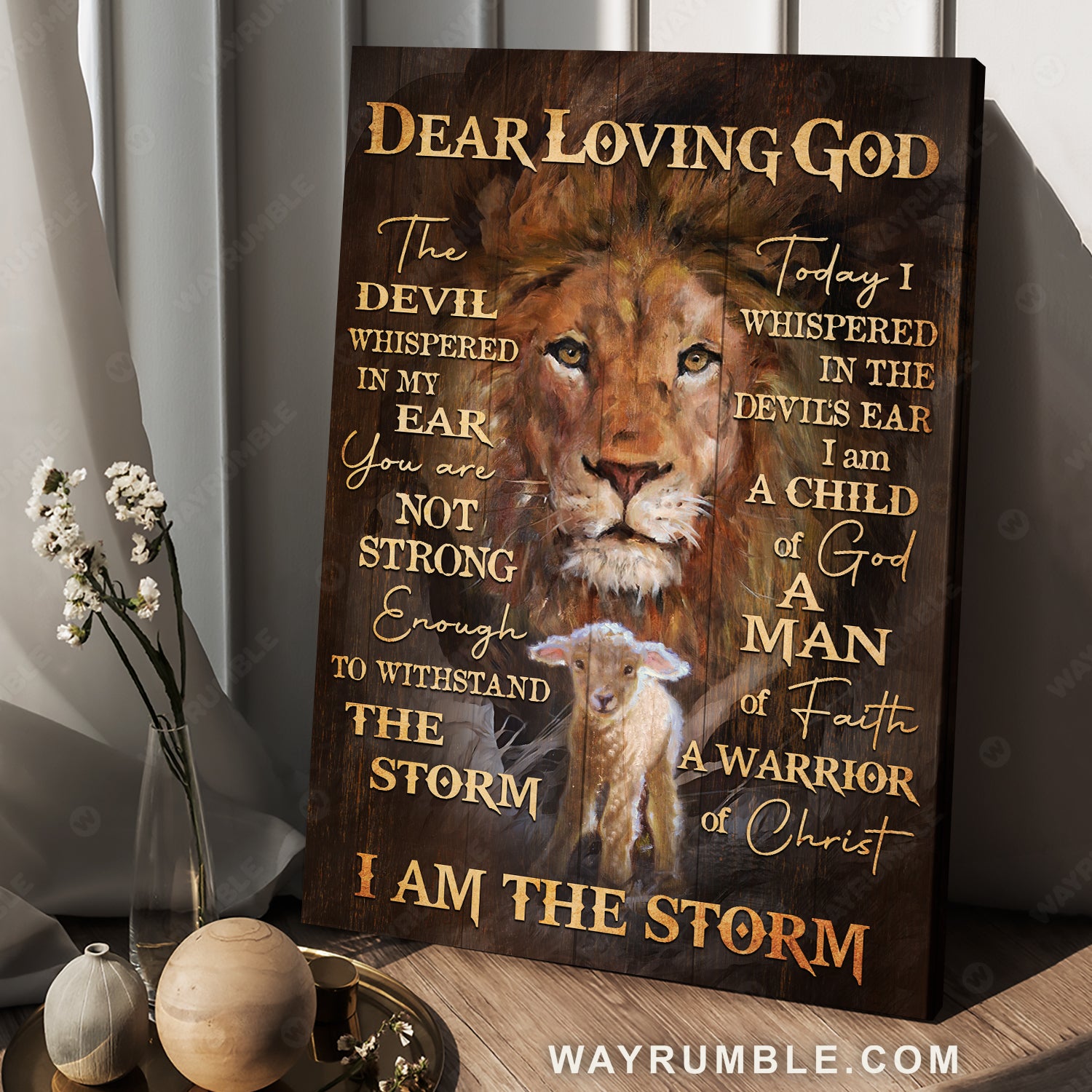 Watercolor Lion, Lamb Drawing, Dear Loving God, I Am The Storm – Jesus Portrait Canvas Prints, Christian Wall Art