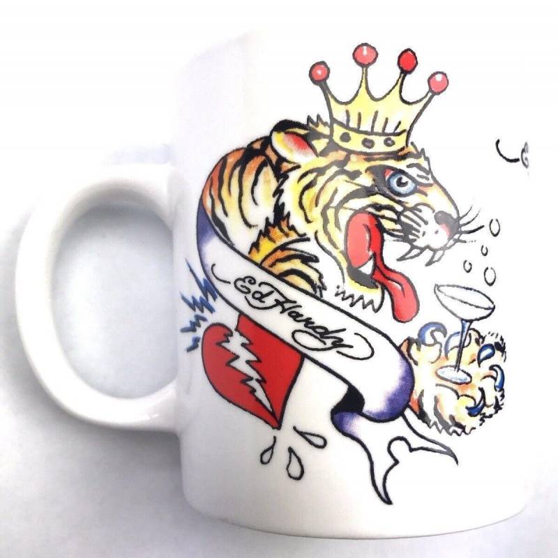 Ed Hardy Mug Love Kills Slowly Tattoo Heart Rose Skull Tiger Mug 11 oz mugs mug