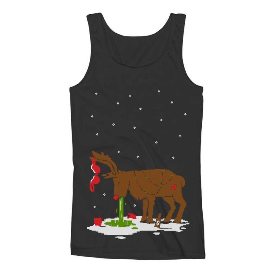 Xmas Reindeer Hangover Ugly Christmas Party Women Tank Top