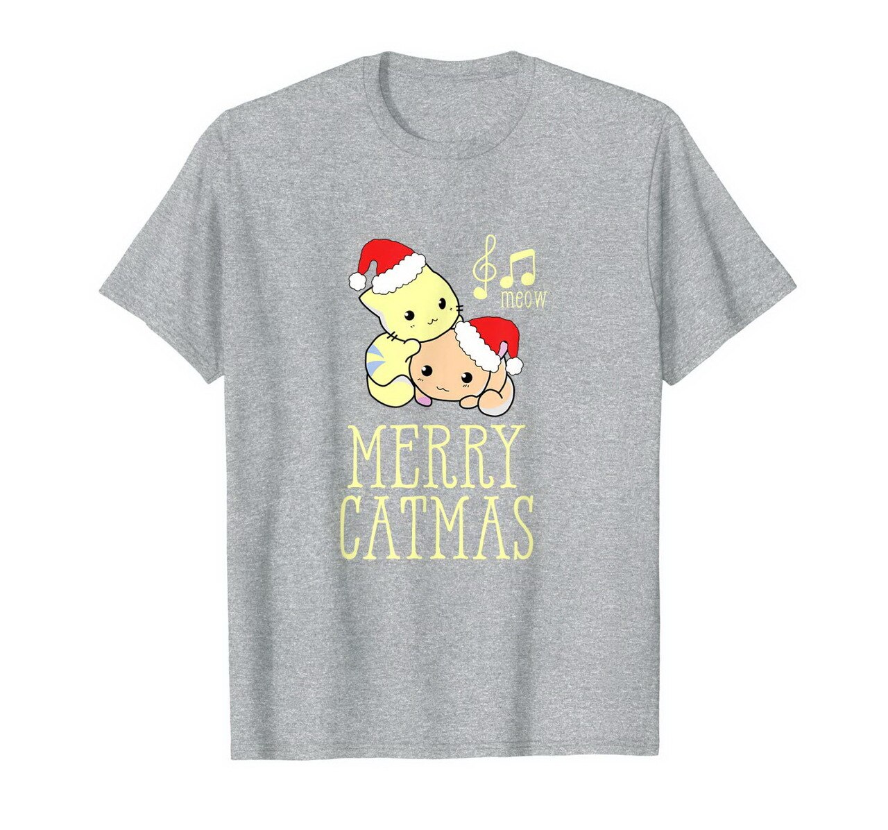 Merry Catmas Cute Kitten With Santa Hat Christmas Xmas Gift T-Shirt New