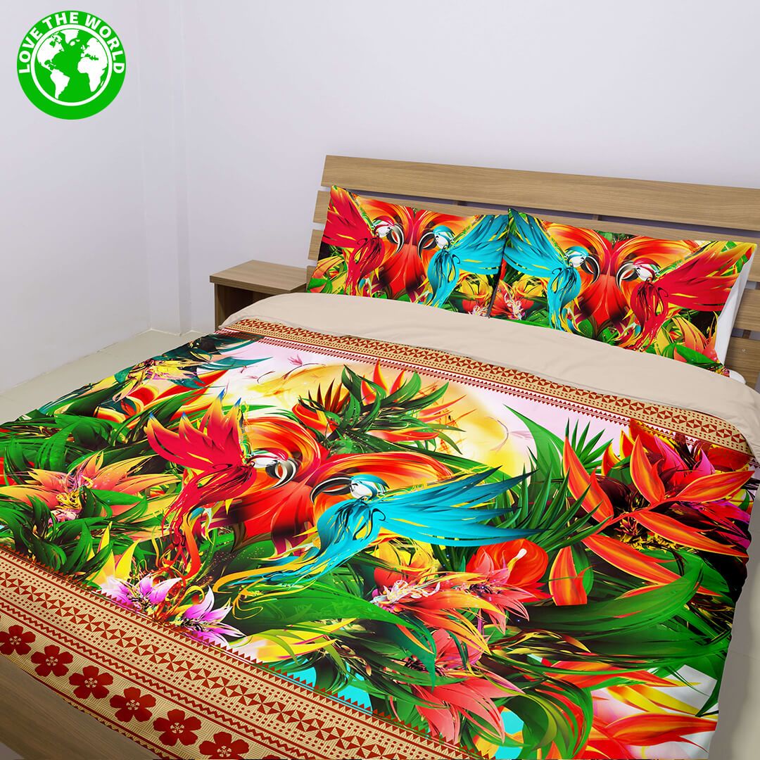 Hawaiian Bedding Set, Birds Tropical Duvet Cover And Pillow Cover ...