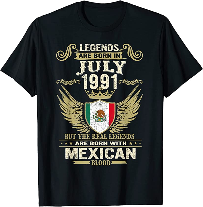 Vintage July 1991 30th Birthday Mexico Mexican Blood T-Shirt