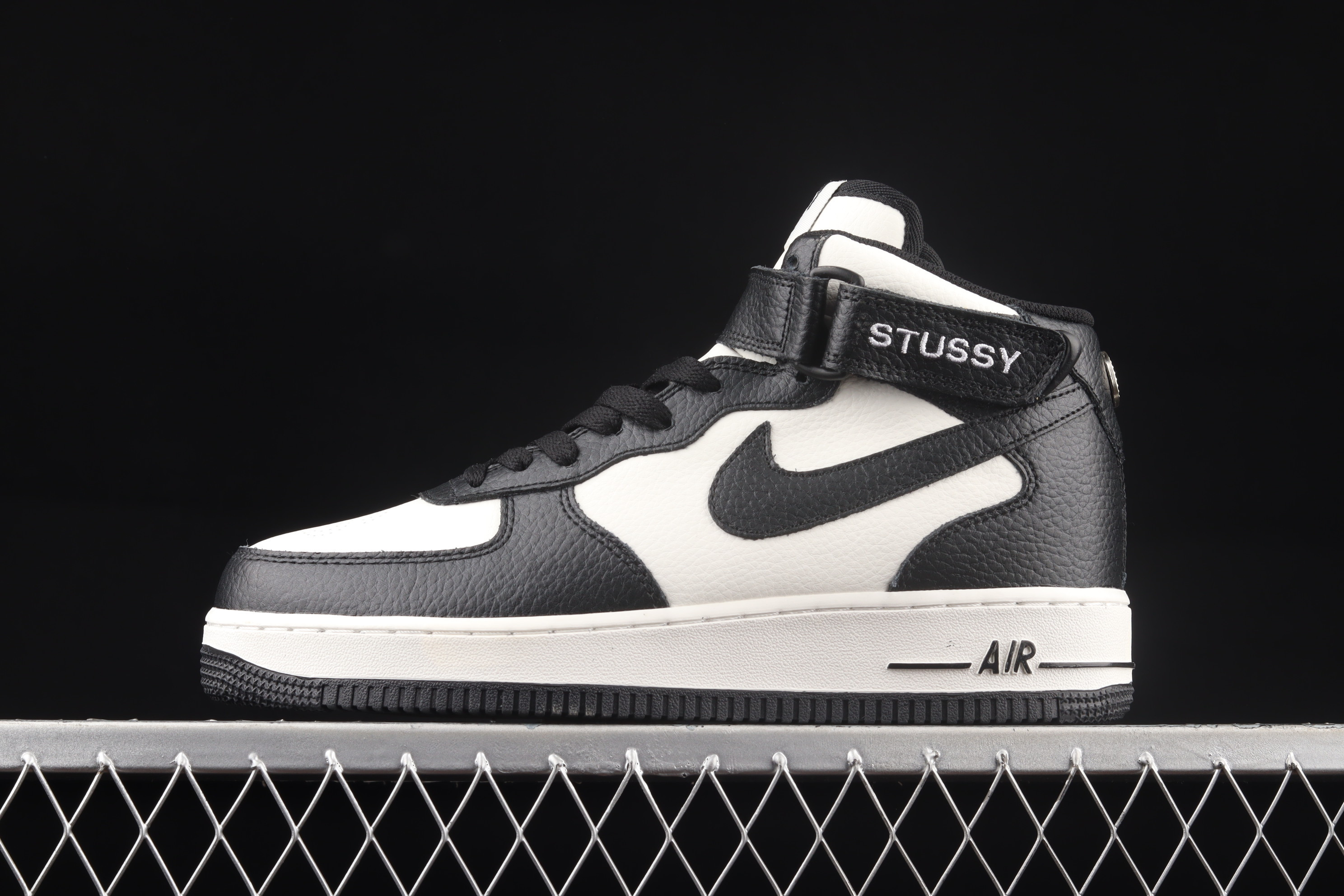 Nike Air Force 1 Mid Stussy Grey Black Shoes Sneakers SNK182658213