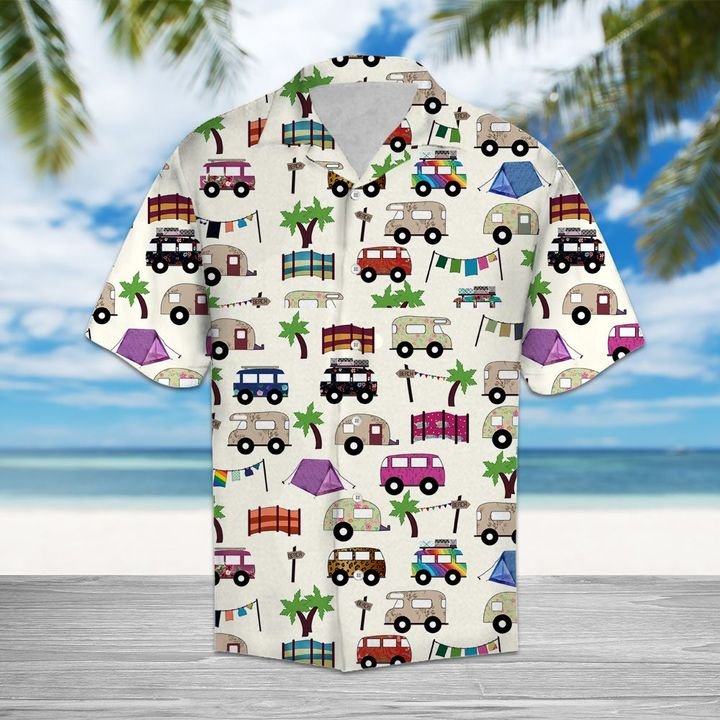 Camping Car Party Hawaiian Shirt Summer Button Up For Men, Women, Couple