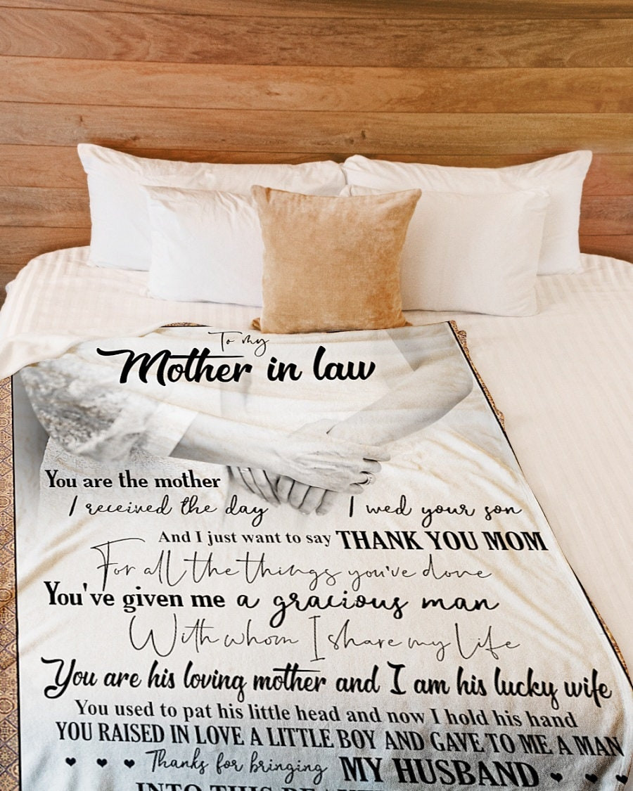 Personalized To My Mother-In-Law Thank You Mom Your Daughter-In-Law| Sherpa Woven Blankets| Gifts For Mother-In-Law, Christmas Gifts