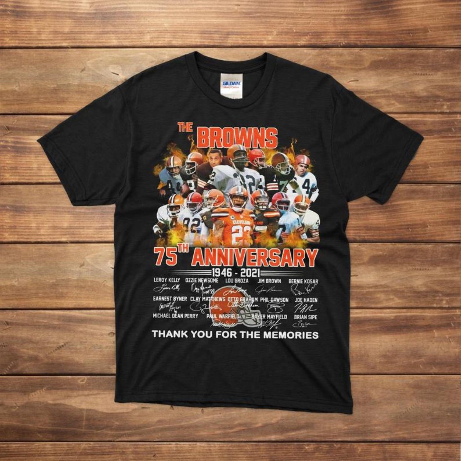 The Browns 75Th Anniversary 1946-2021 Thank You For The Memories Signature T-Shirt S-5 2021 Cleveland Browns Football Unisex Shirt