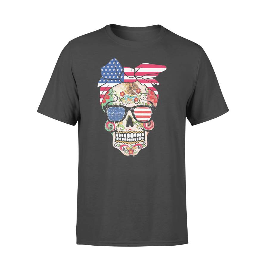 Hippie Skull American Flag Independence Day T-shirt