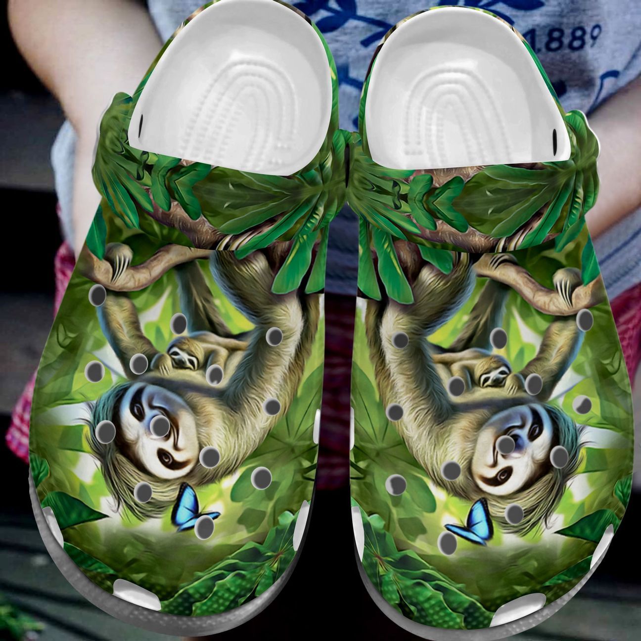 Sloth Personalized Clog, Custom Name, Text, Color, Number Fashion Style For Women, Men, Kid, Print 3D Mom & Baby Sloth