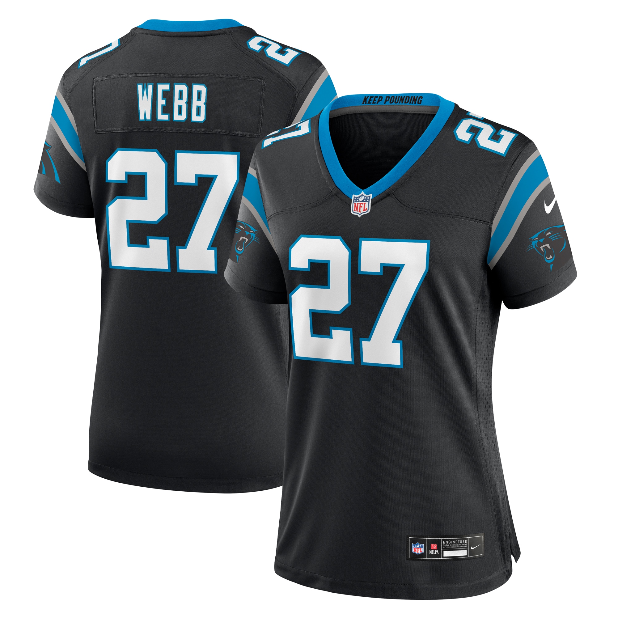 Women’s Carolina Panthers Sam Webb  Black Team Game Jersey