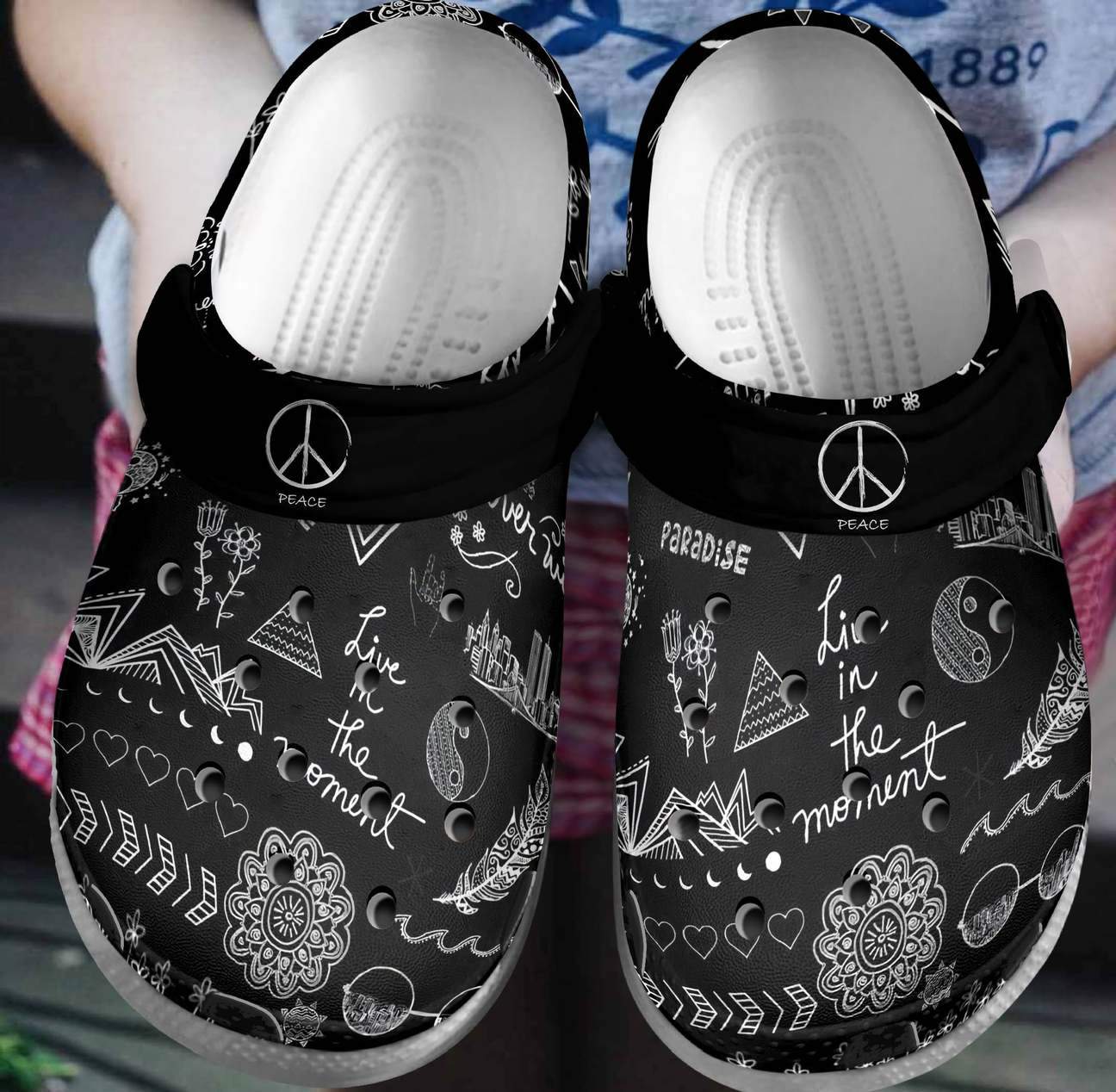 Hippie Personalized Clog, Custom Name, Text, Color, Number Fashion Style For Women, Men, Kid, Print 3D Live In The Moment