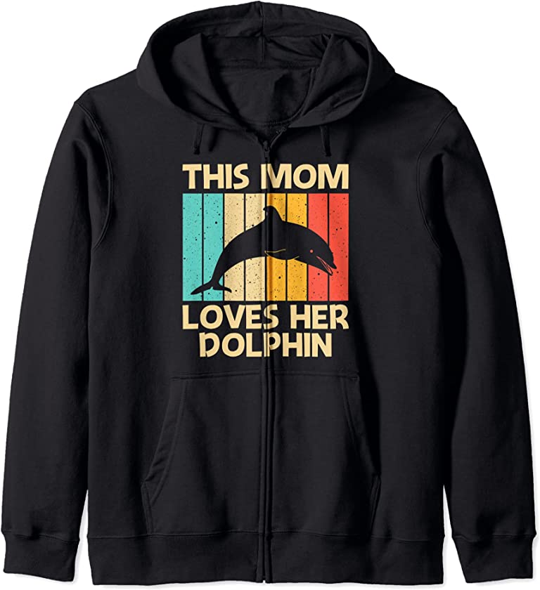 Cool Dolphin For Mom Mother Dolphins Beluga Whale Sea Animal Zip Hoodie