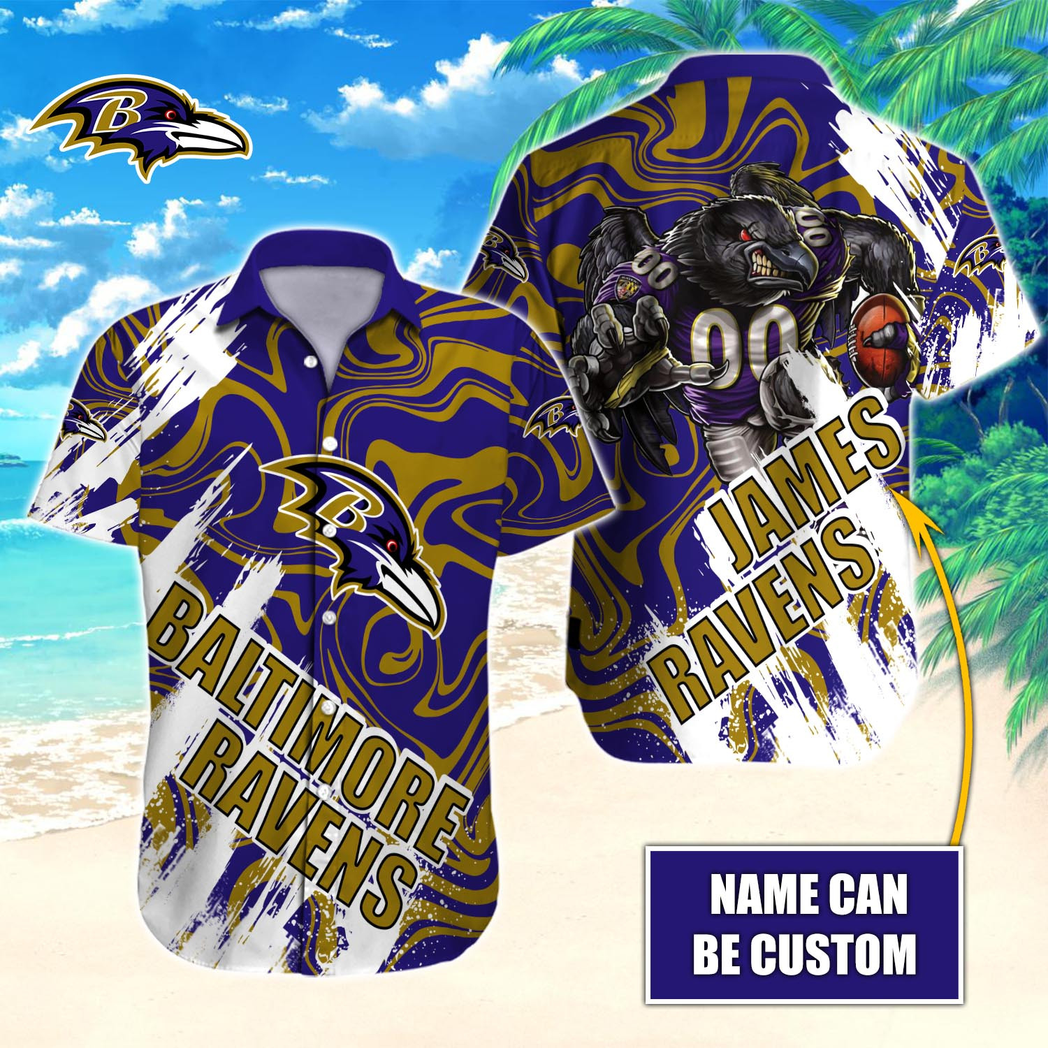 Baltimore Ravens Nfl-Hawaiian Shirt Custom T-40667