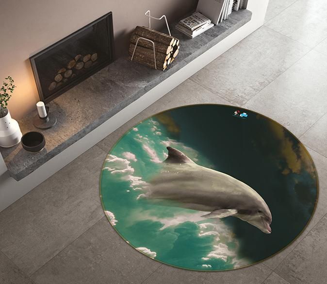 3D Dolphin Jump 140 Round Rug – Round Carpet Home Decor