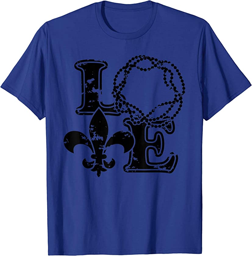 Vintage I Love Mardi Gras New Orleans Louisiana Fleur De Lis T-Shirt