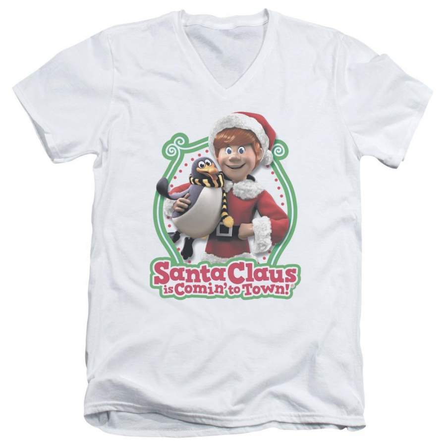 Santa Claus Is Comin to Town Penguin Men’s V-Neck T-Shirt