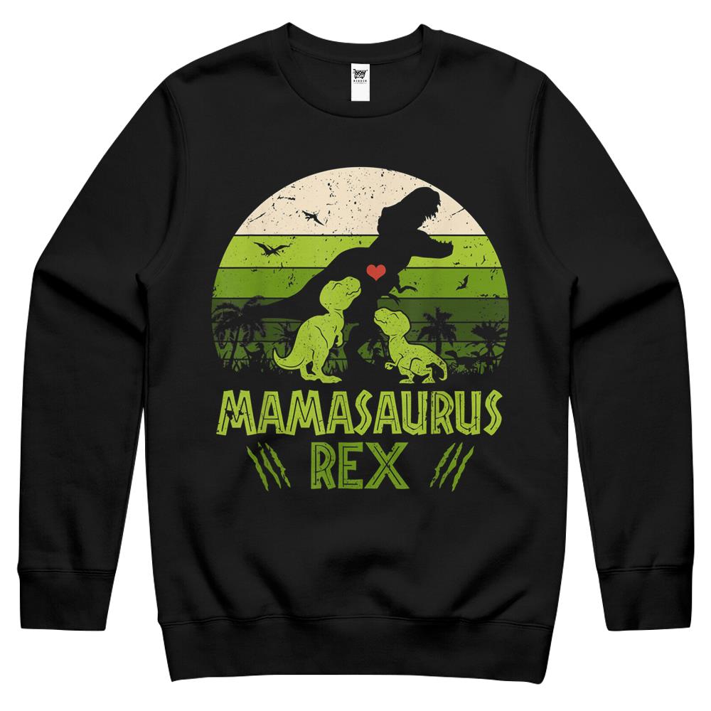 Vintage Retro 2 Kids Mamasaurus Dinosaur Lover Gift T-Shirt Crewneck Sweatshirt