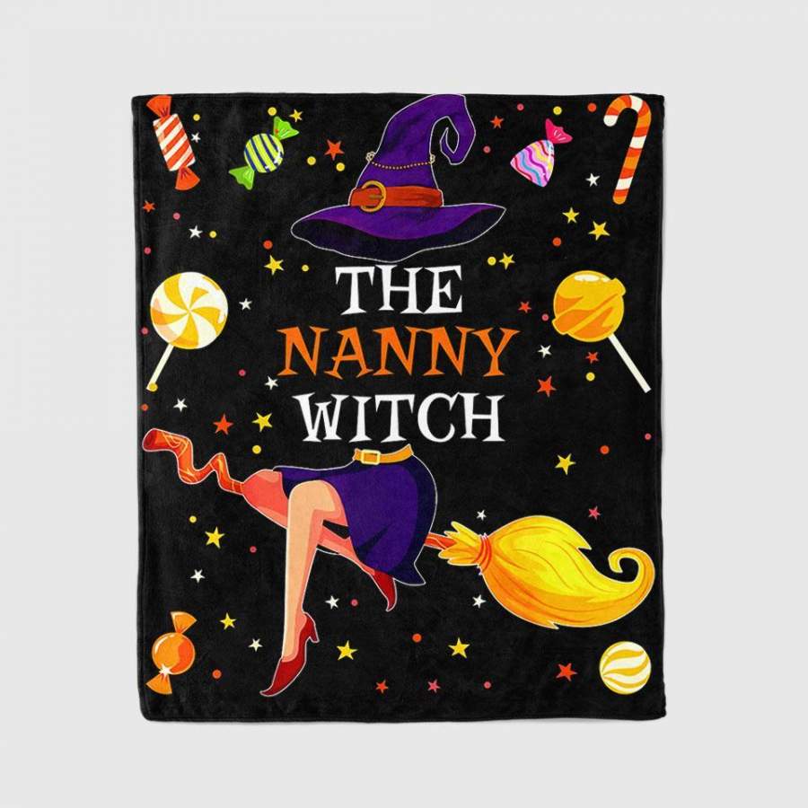 The Nanny Witch Funny Matching Family Halloween Candy Gift Blanket Personalized Fleece Blanket Halloween Gifts