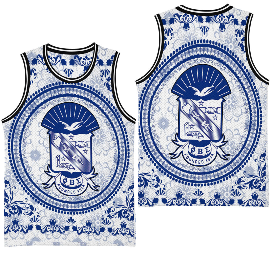 Africazone Clothing – Phi Beta Sigma Floral Pattern Basketball Jersey A35