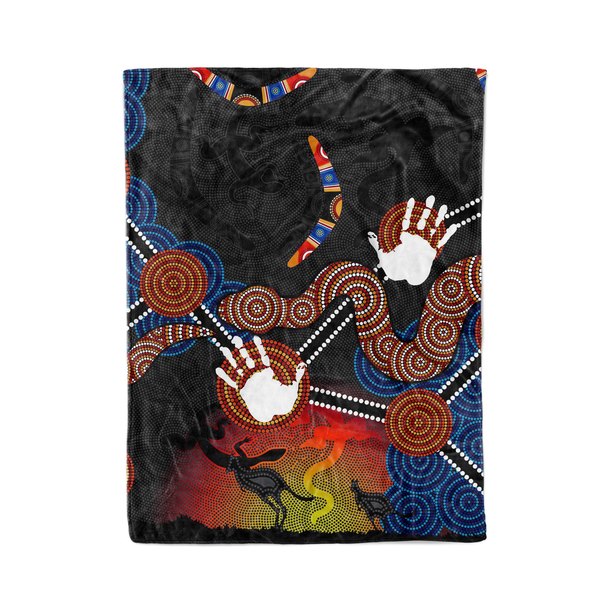 Australian Boomerang and Snake Indigenous Art – Fleece Blanket