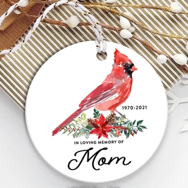 Personalized Mom Memorial Gift, In Loving Memorial Cardinal Ornament, Loss Of Mother