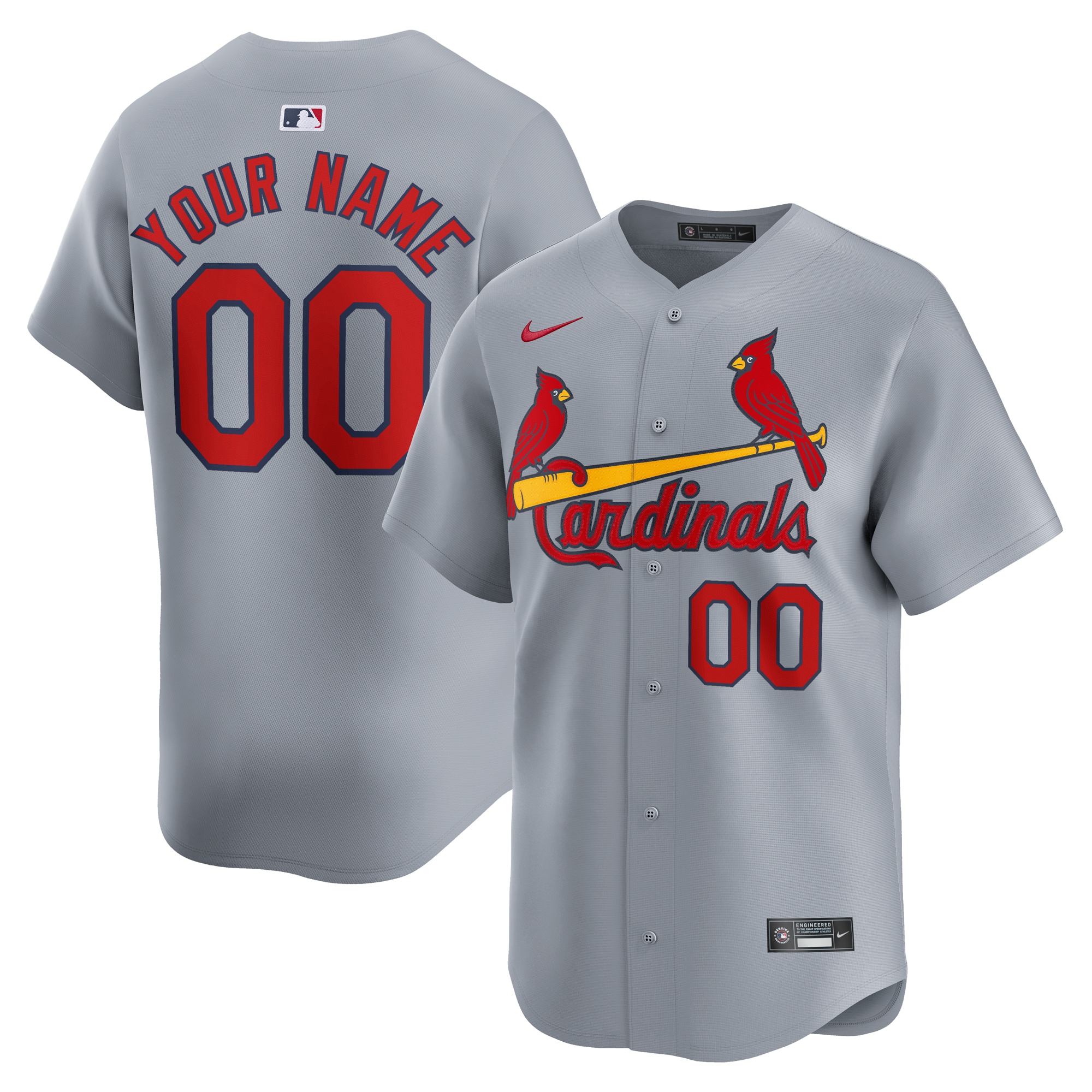 St. Louis Cardinals Away Limited Custom Jersey – Gray