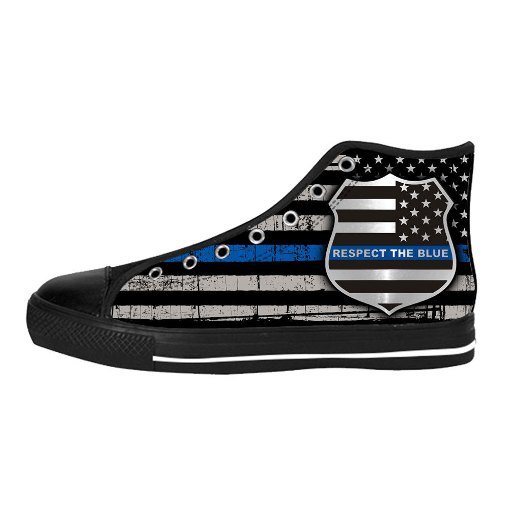 Thin Blue Line Flag Shoes & Sneakers – Custom Police Canvas Shoes