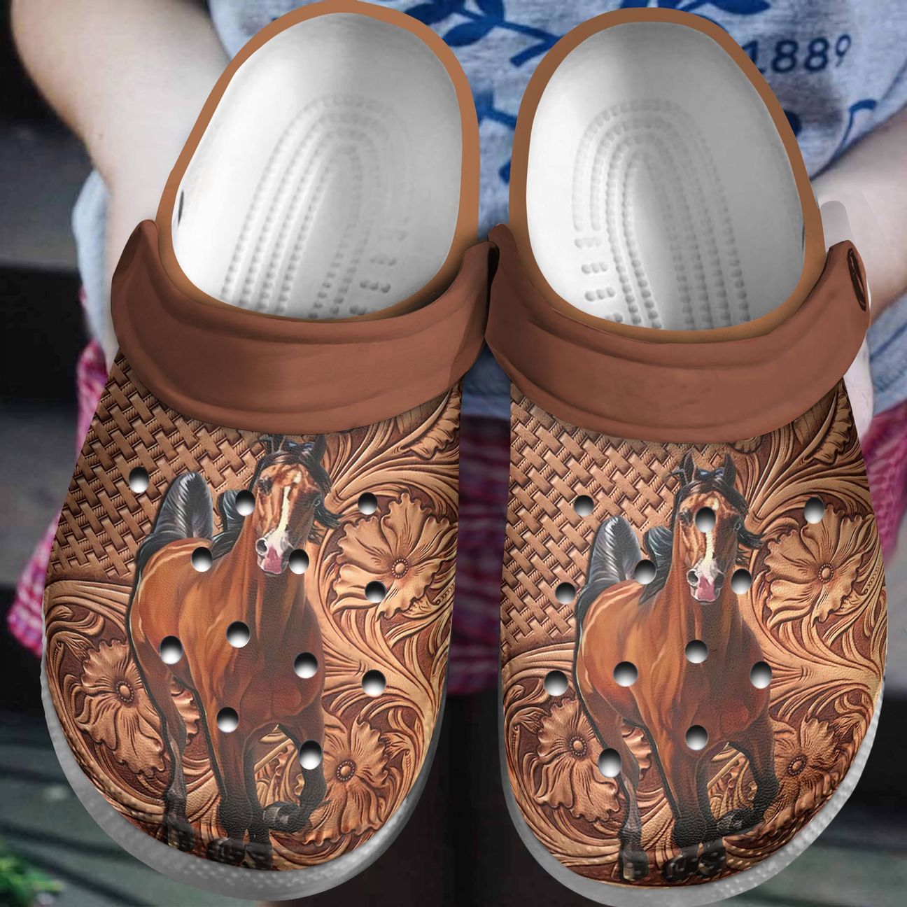 Horse Personalized Clog, Custom Name, Text, Color, Number Fashion Style For Women, Men, Kid, Print 3D Brown Horse