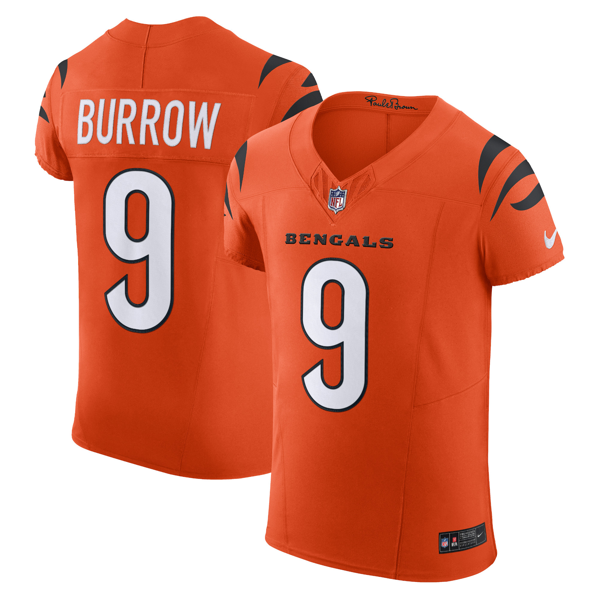 Men’s Cincinnati Bengals Joe Burrow Orange Vapor F.U.S.E. Elite Jersey