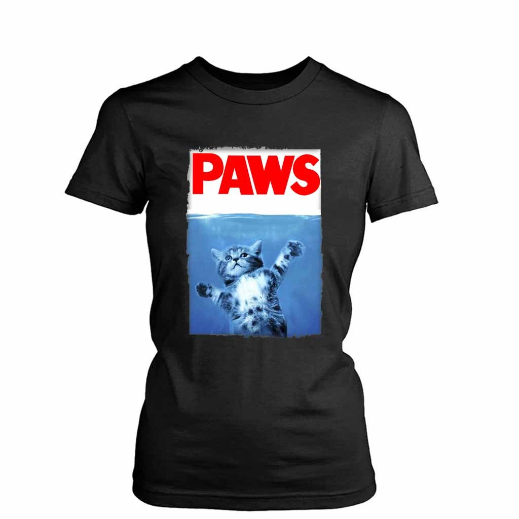 Paws Jaws Movie Kitten Kitty Cat Women’S T-Shirt