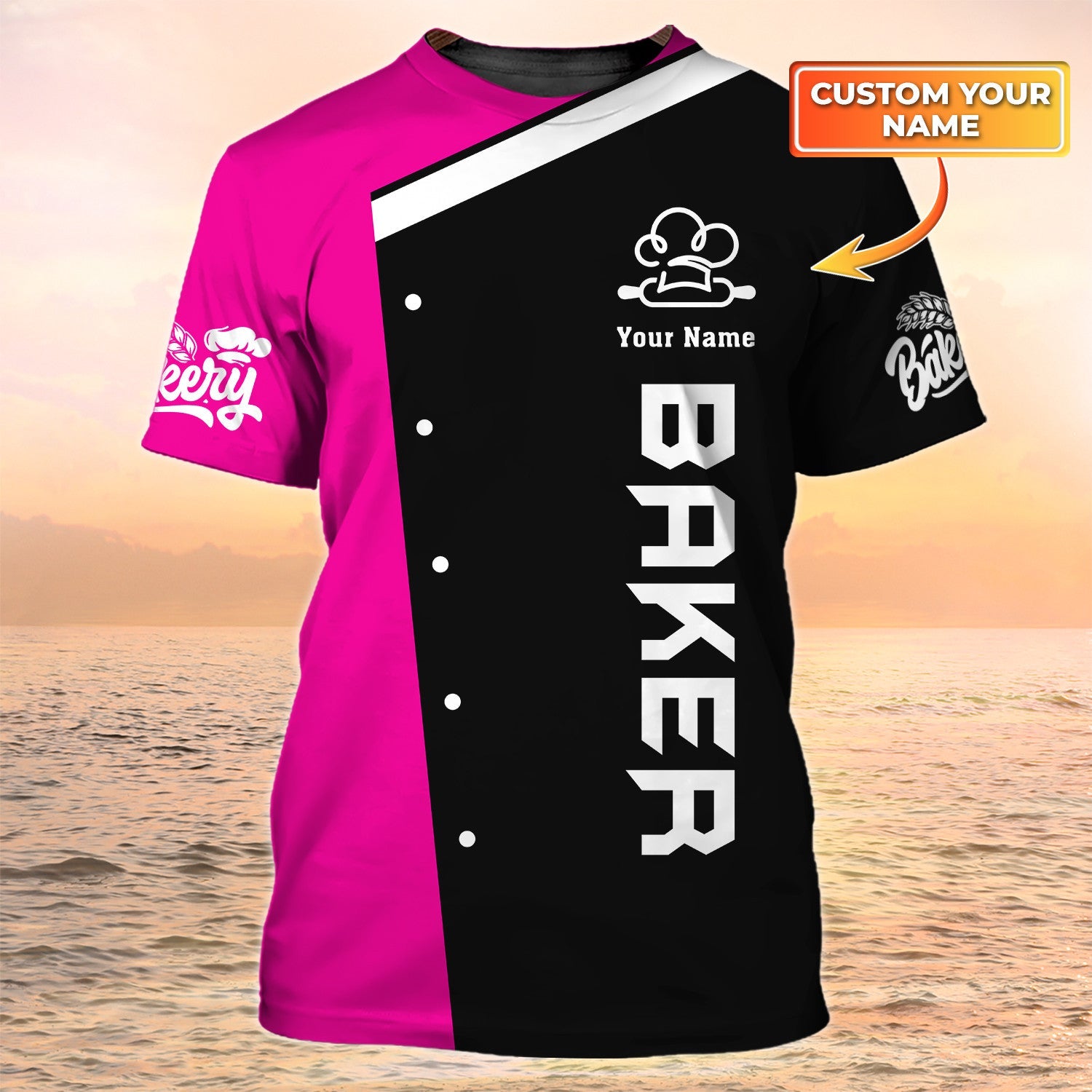 Baker T Shirt Custom Bakery Uniform Black Pink Coolspod