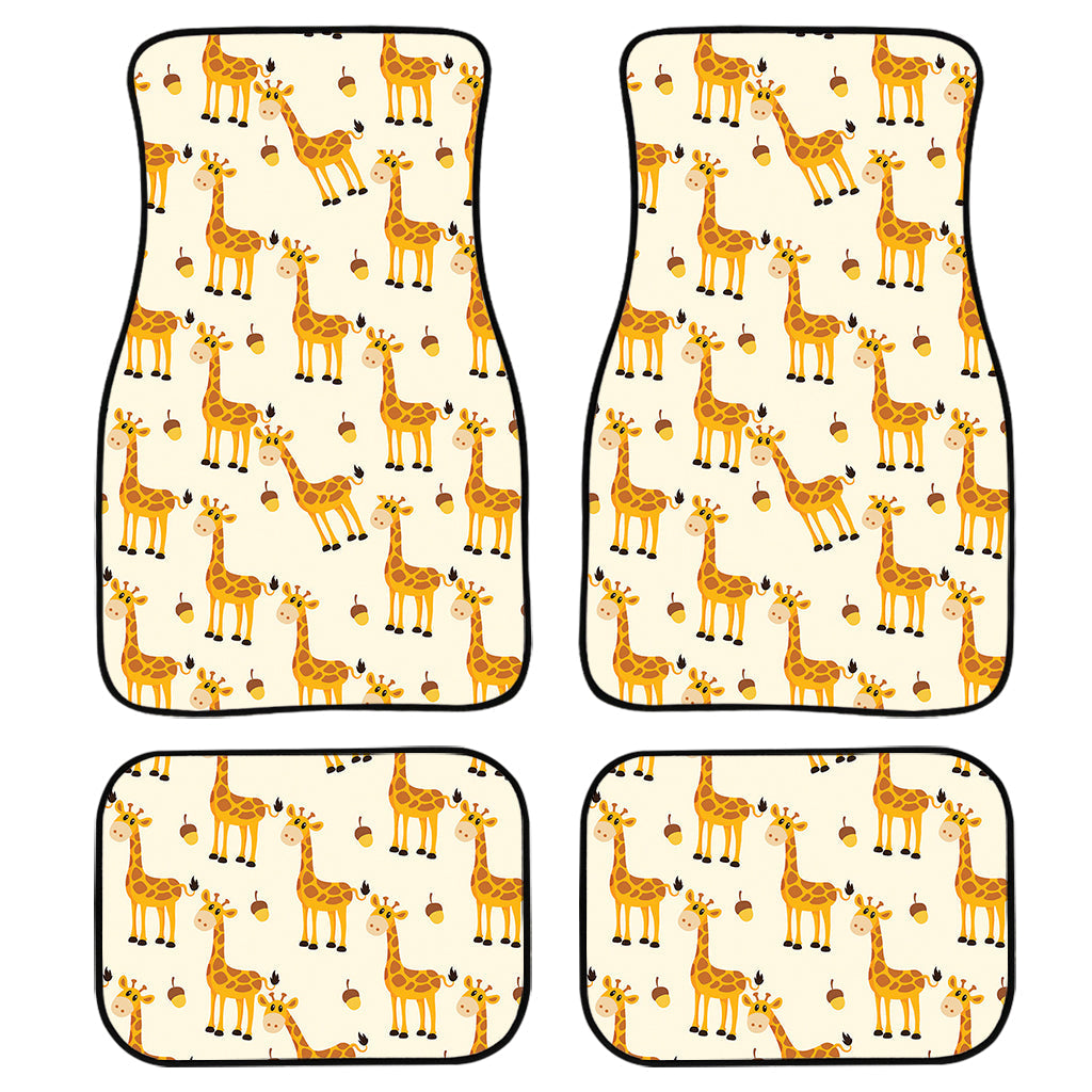 Cute Baby Giraffe Pattern Print Front And Back Car Floor Mats, Front Car Mat