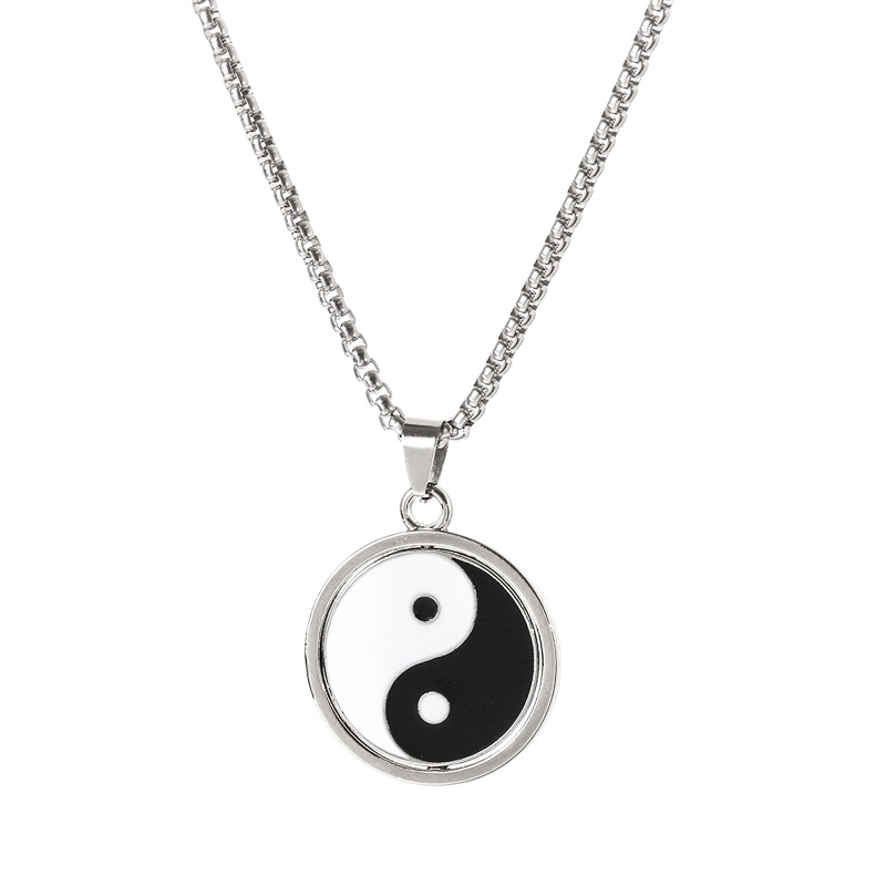 2022 Yin Yang Gossip Stainless Steel Chain Necklace for Women Men Silver Color Statement Punk Hip Hop Necklaces Jewelry Gifts alx